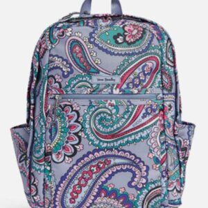 Vera Bradley Lighten Up Purple Grand Backpack In The Kona Paisley Pattern